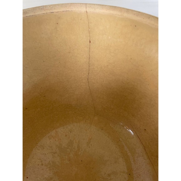 Early Hull Pottery Utility Yellow Ware Blue Band 9" Mixing Bowl - Picture 3 of 7